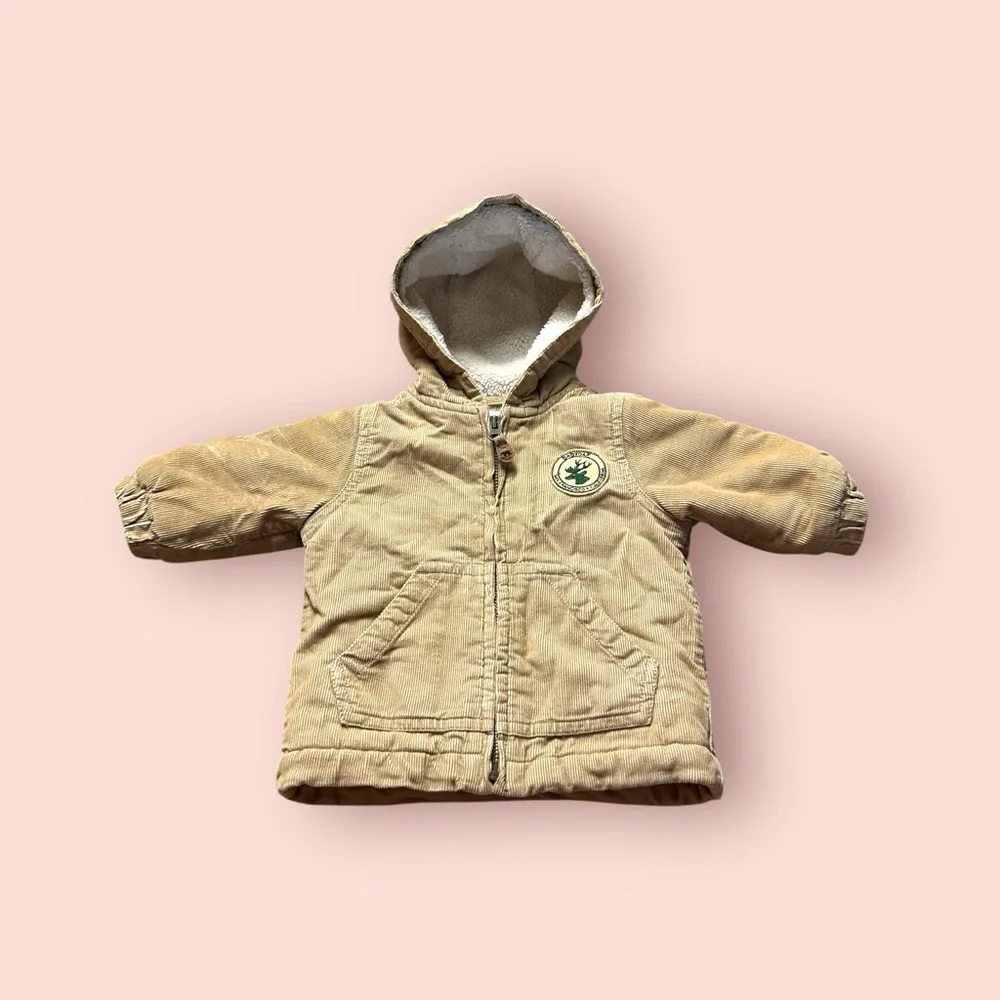Baby GAP Tan Fleece Lined Corduroy Jacket With Hood - Picture 1 of 15